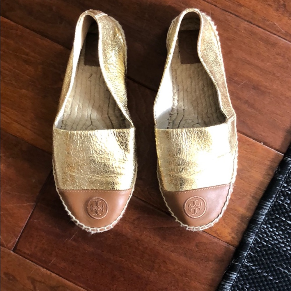 Gold Tory Burch espadrille